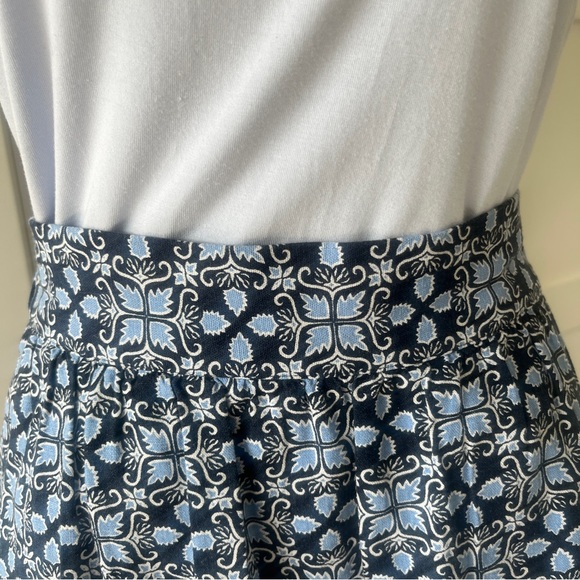 LOFT Outlet Linen Blend Blue Printed Skirt - Size Medium Petite - Picture 4 of 10